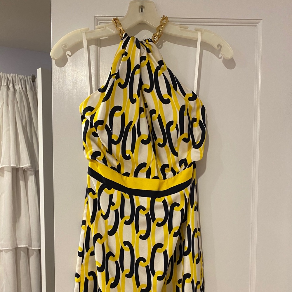 Milly of New York Yellow Silk Halter Dress